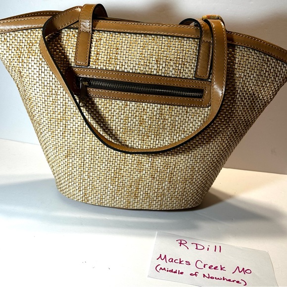 $229 ⭐️ NEW Patricia Nash Marconia Tote Burnished Woven w Apricot Blossoms Scarf - Picture 3 of 11